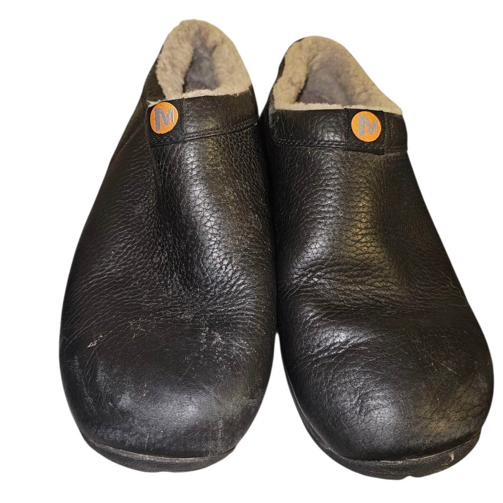 💖🔴Merrell Black Smooth Gray Fut Lined Air Cushion Clog